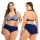 thumbnail image 3 of Bikini de talla grande bikini mujer gorda con aros copa grande traje de baño para mujer. Trajes de baño para todas las mujeres Conjunto de bikini halter de talla grande，Azul Adepaton HMJM068-1, 3 of 5