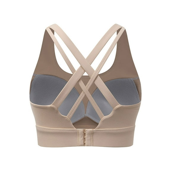 dazeni Sports Bra for Women High Support Molded Cup Strappy Running High Impact Sports Bras Padded Crisscross Back Workout Yoga Bras Compression Cropped Tank Tops