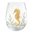 thumbnail image 2 of Artisanal Seahorse Glassware, 2D Seahorses Stemless Wine Glasses, Handcrafted Marine Animal Bar Glass for Coastal Home Decor Ocean Lovers, 2 of 7