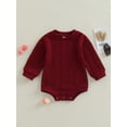 thumbnail image 2 of ZAXARRA Bébé Filles Garçons Pull Romper Couleur Unie Col Rond Manches Longues Combinaisons Automne Hiver Tricoté une Pièce Vêtements, 2 of 7