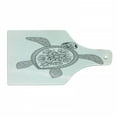 thumbnail image 1 of Turtle Cutting Board, Turtle Design Tattoo Style Doodles Floral Ornaments, Decorative Tempered Glass Cutting and Serving Board, Wine Bottle Shape, White Black, by Ambesonne, 1 of 1
