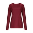 thumbnail image 3 of DAFPZW Long Sleeve Shirts for Women Slim Fit Square Neck Basic Tops with Thumb Holes Soft Classic Solid Going Out Tops, 3 of 9