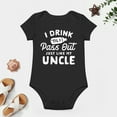 thumbnail image 4 of Drink Til I Pass Out Like My Uncle Baby Bodysuit – Funny Infant One-Piece for Boys Girls, Newborn Gift Outfit Black-style 6months, 4 of 7