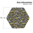 thumbnail image 2 of Picia Modern Yellow Excavator Printed Leather Coasters for Drinks, 4" Drink Coasters Set of 4 for Tabletop Protection, Handmade Luxurious Home Décor and Housewarming Gift -Hexagon, 2 of 6