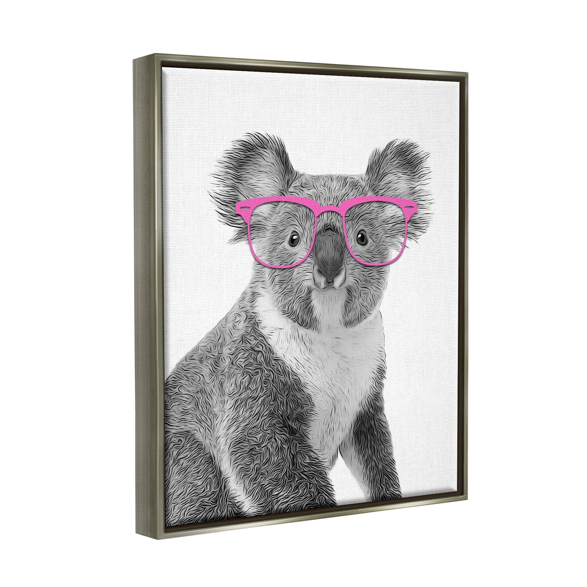 Stupell Industries Funny Koala Wildlife In Glasses Animals & Insects Painting Gray Floater Framed Art Print Wall Art
