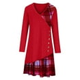 thumbnail image 3 of Winter Dresses for Women V Neck Long Sleeve Retro Vintage Style Plaid Patchwork Midi Dress Casual Comfy Plus Size Dress, 3 of 4