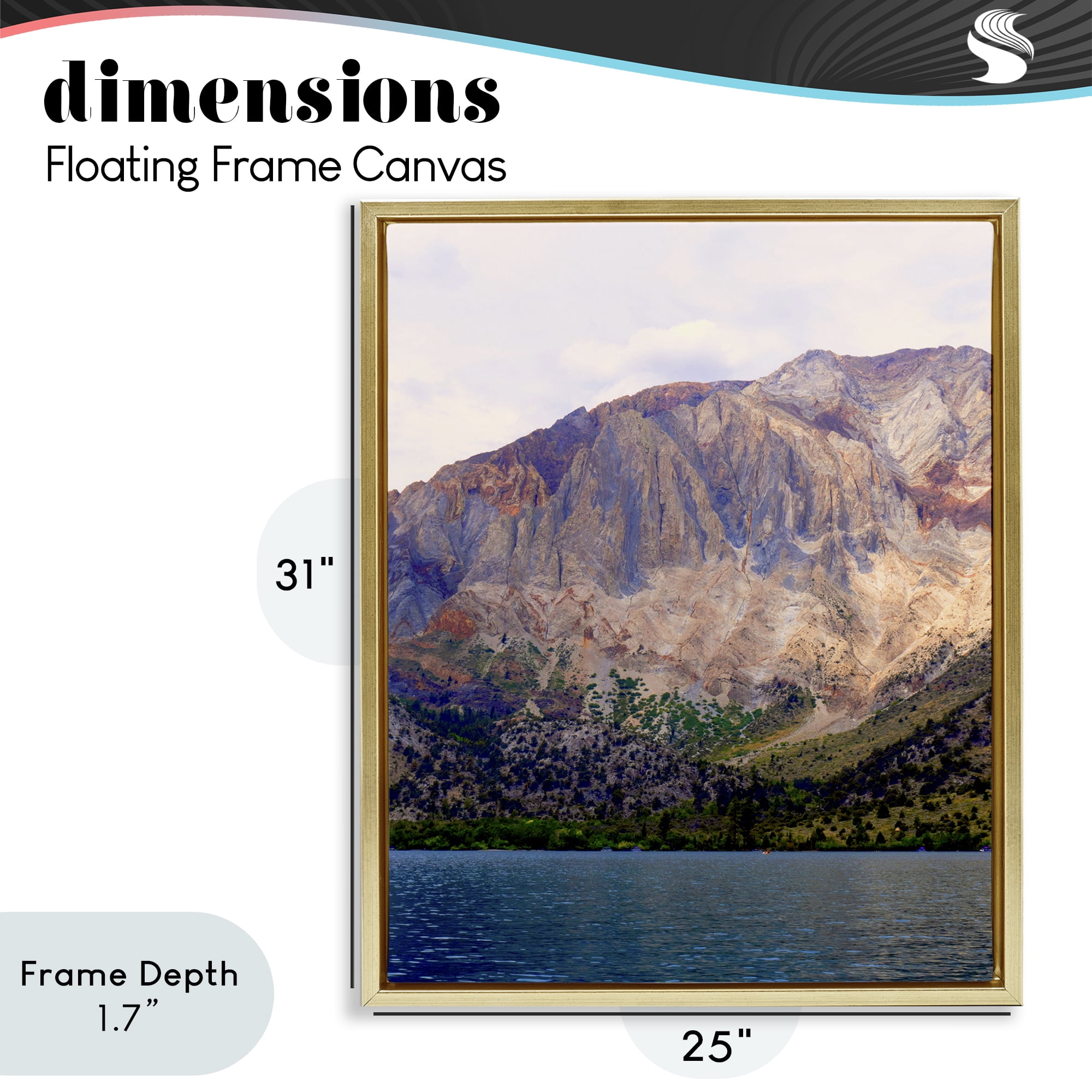 Stupell Industries Serene Lake Beneath Mountains Gold Framed Floater Canvas Wall Art, design by Gemma Bardot