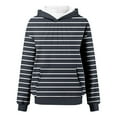 thumbnail image 6 of Women's Casual Hoodies Long Sleeve Sweatshirts Cowl Neck Hooded Pullover Front Pleat Top with Pockets Striped/Print, 6 of 6