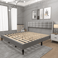 thumbnail image 5 of TrumanPick King Bed Frame with Fabric Upholstered Headboard for Bedroom No Box Spring Needed 1000 LBS Load Capacity, 80"L x 78"W x 41"H-Gray, 5 of 8