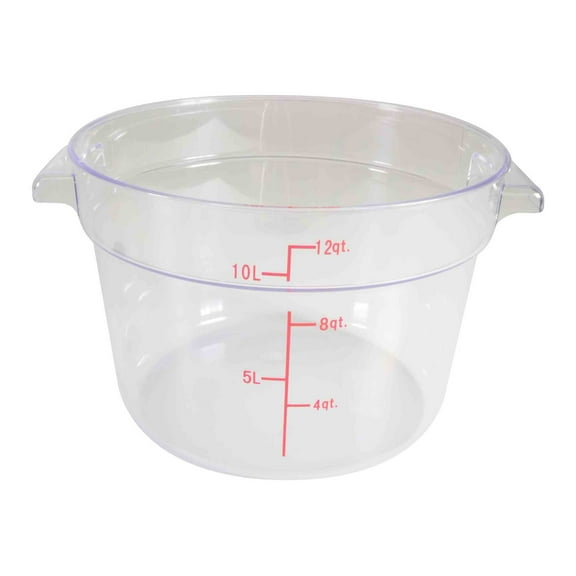 Excellante 12 quart round food storage container, polycarbonate, clear, NSF certified, comes in each