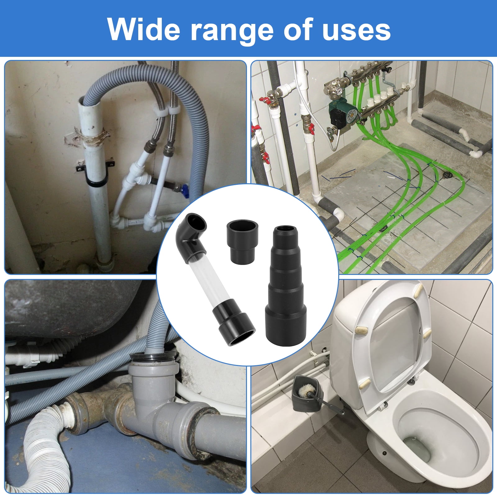 Vacuum Hose to PVC Pipe Adapter Universal AC Drain Lines Vacuum Hose Adapter Quick Connect HVAC Drain Line Cleaner Tool Vacuum Hose Wet Vac Attachment for HVAC