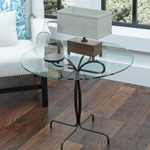 24 Inch Round Tempered Glass Table Top Clear Glass Modern and Tabletop for Dining Room, Office & Patio
