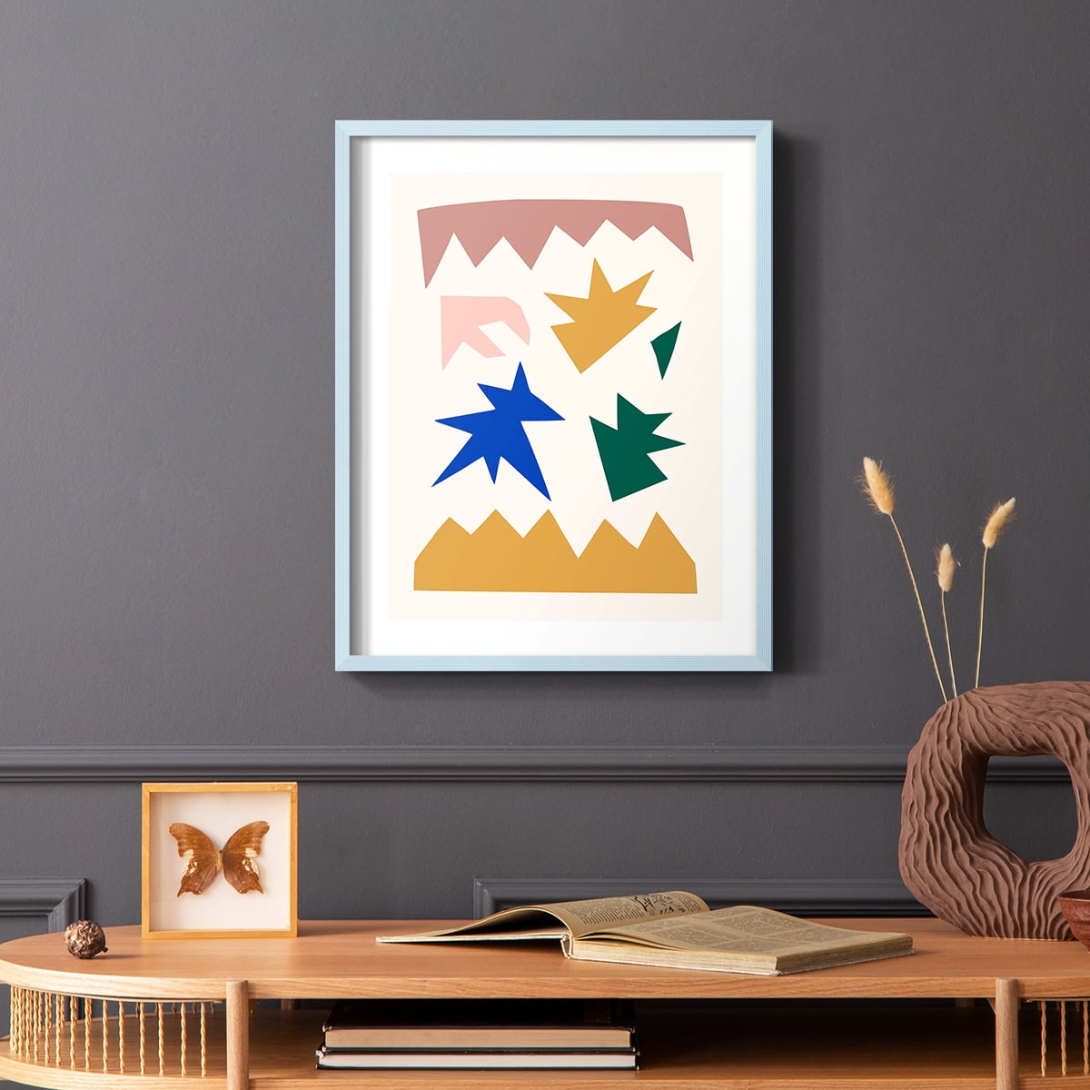 Matisse CDLXVIII in Blue Solid Wood Framed Print No Nail Hanging