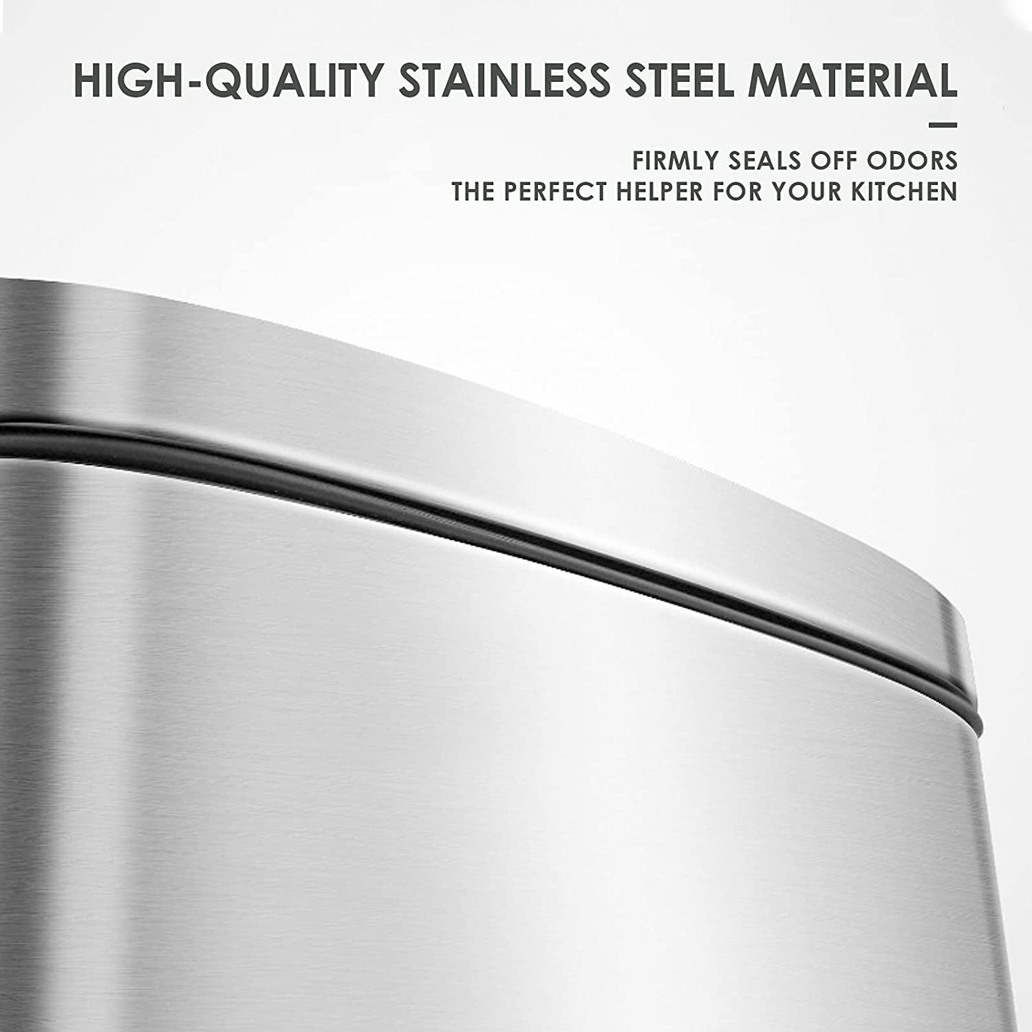 Arlopu 8 Gallon Stainless Steel Trash Can with Lid, Rectangular Kitchen Garbage Can with Step Pedal & Inner Bucket for Bathroom, Living Room