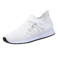 thumbnail image 6 of Pandaie Slip on Sneakers Women Walking Shoes Side Lace up Tennis Lightweight Breathable Mesh Nurse Orthopedic Workout Gym Sport Shoes (White,7), 6 of 7