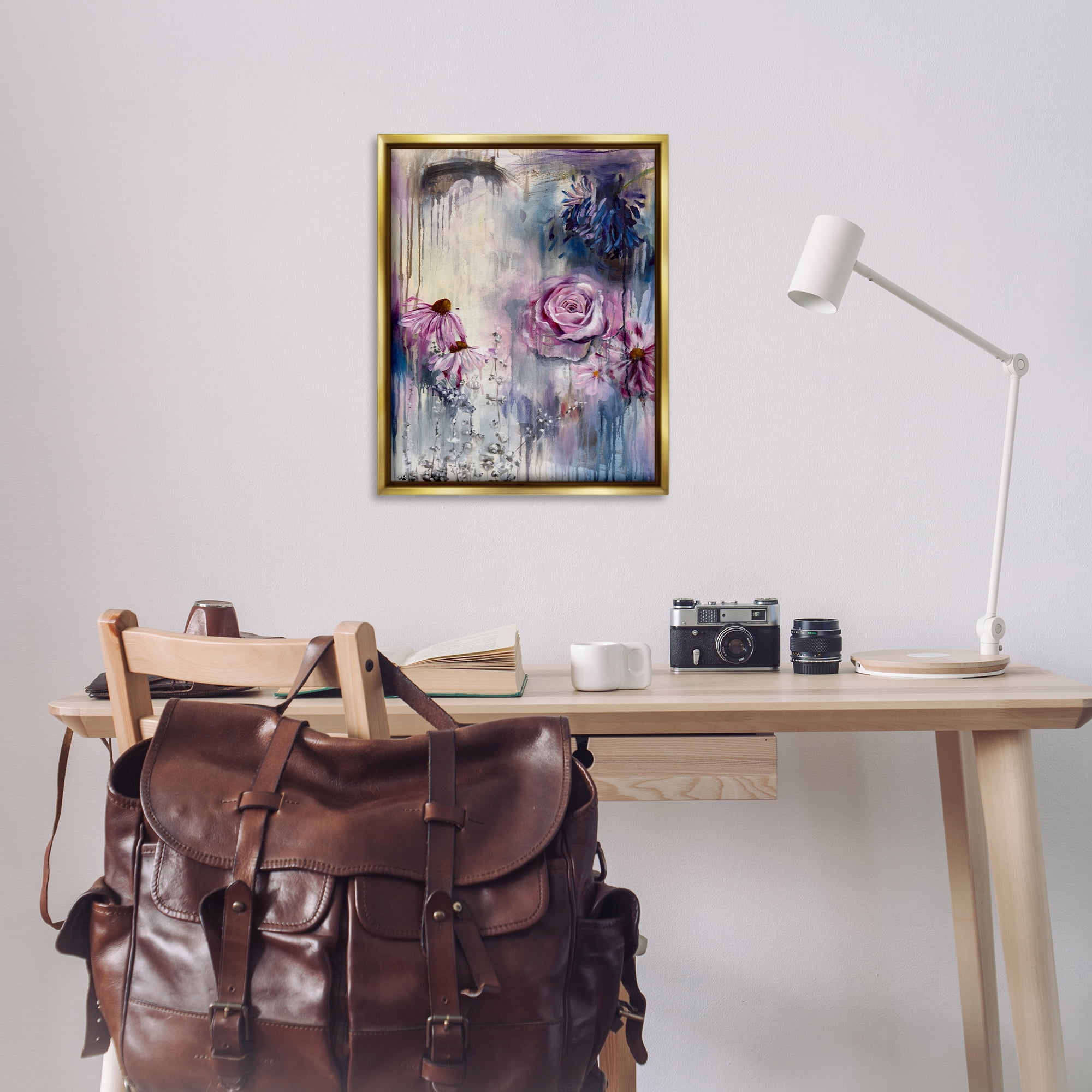 Stupell Industries Lavender Light Blossoms Abstract Painting Gold Floater Framed Canvas Art Print Wall Art, 25 x 31