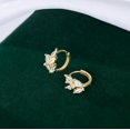 thumbnail image 4 of Solid 925 Sterling Silver CZ Leaf Hoop Earrings Huggie for Women Teens Leaf Cartilage Hoop Earrings Helix Earrings, 4 of 13