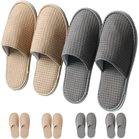 SPA Slippers, 6/12 Pairs Disposable Slippers for Guests, Soft Hotel Slippers Polar Fleece, Washable Reusable House Slippers Unisex, Bride Slippers for Wedding Party Bedroom Travel