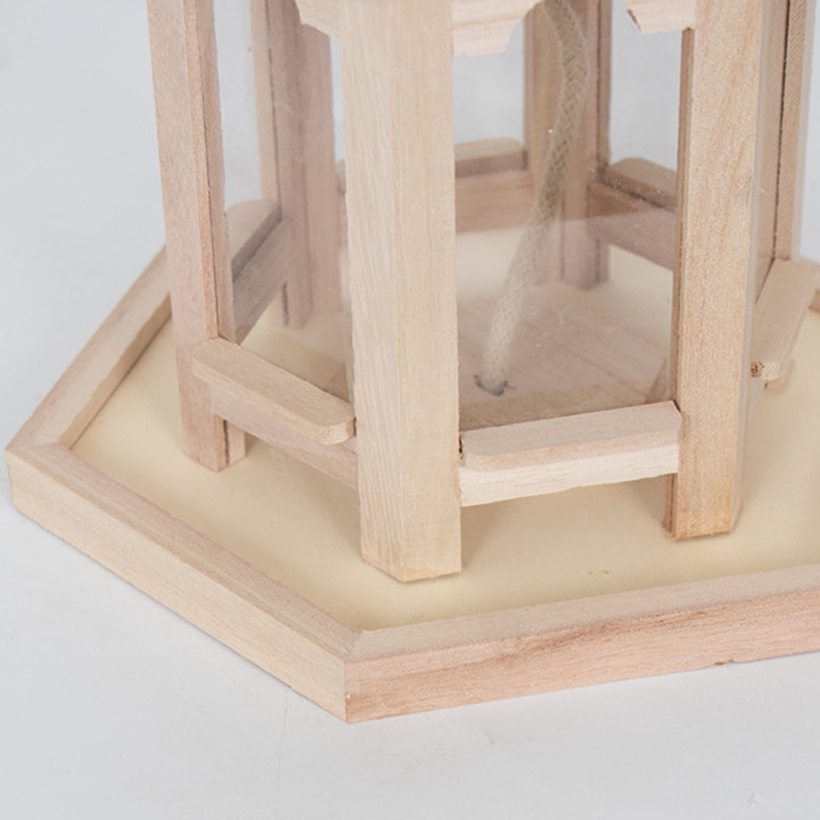 Huanledash Bird Feeder High Capacity Hexagon Shaped Roof Wood Creative Bird Nest for Garden