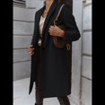 thumbnail image 4 of Abrigo de Guisante para Mujer, con Solapa y un Solo Botón, Cortavientos, Holgado, Informal, de Longitud Media, para Otoño e Invierno. Negro M, 4 of 8