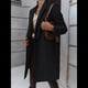 thumbnail image 4 of Abrigo de Guisante para Mujer, con Solapa y un Solo Botón, Cortavientos, Holgado, Informal, de Longitud Media, para Otoño e Invierno. Negro L, 4 of 8