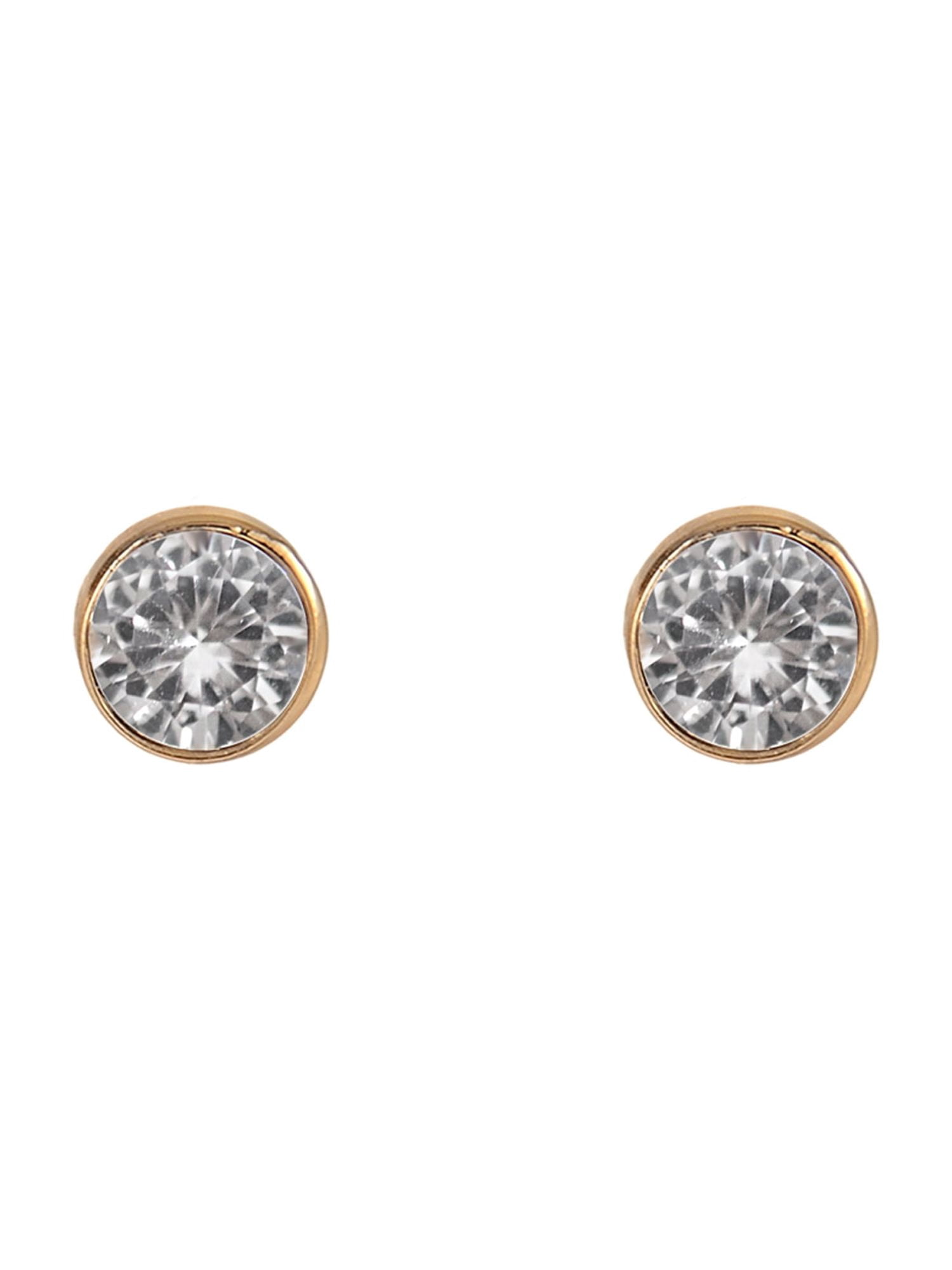 Time and Tru Goldtone 3-On Crystal Stud, Hoop, Initial "M" Earring Set