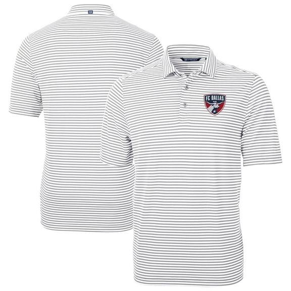 Men's-Cutter & Buck  Gray FC Dallas Big & Tall Virtue Eco Pique Stripe Recycled Polo