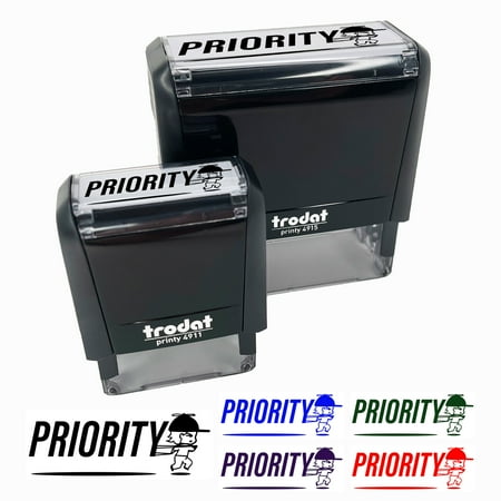 

Priority Mail Service Expedited Running Person Self-Inking Rubber Stamp Ink Stamper for Business Office - Yellow Ink - Large 2-2/4 Inch