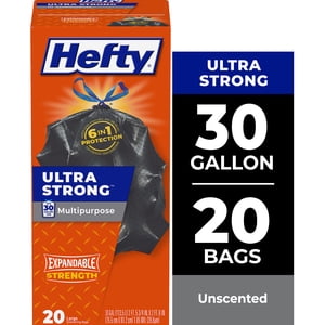 Hefty Ultra Strong Multipurpose Large Trash Bags, 30 Gallon