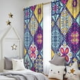 thumbnail image 5 of Blackout Kids Curtains,Multicolor Ethnic Geometric Patchwork Pattern Childrens Insulated Curtains Set Of 2,Bedroom Essentials,Toddler Room Decor 52x84in(132x213cm), 5 of 5
