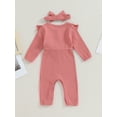 thumbnail image 3 of Bagilaanoe Newborn Baby Girl Fall Jumpsuit Ruffle Long Sleeve Bodysuit + Headband 3M 6M 9M 12M 18M Infant One Piece Romper, 3 of 8