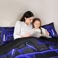 thumbnail image 6 of Feelyou Gaming Controller Kid Bedding Comforter Set, Futuristic Game Consloe Twin Comforter Sets, Honeycomb Abstract Blue Reversible Bedding Set, Microfiber Bedroom Decor, 2pcs, 6 of 9