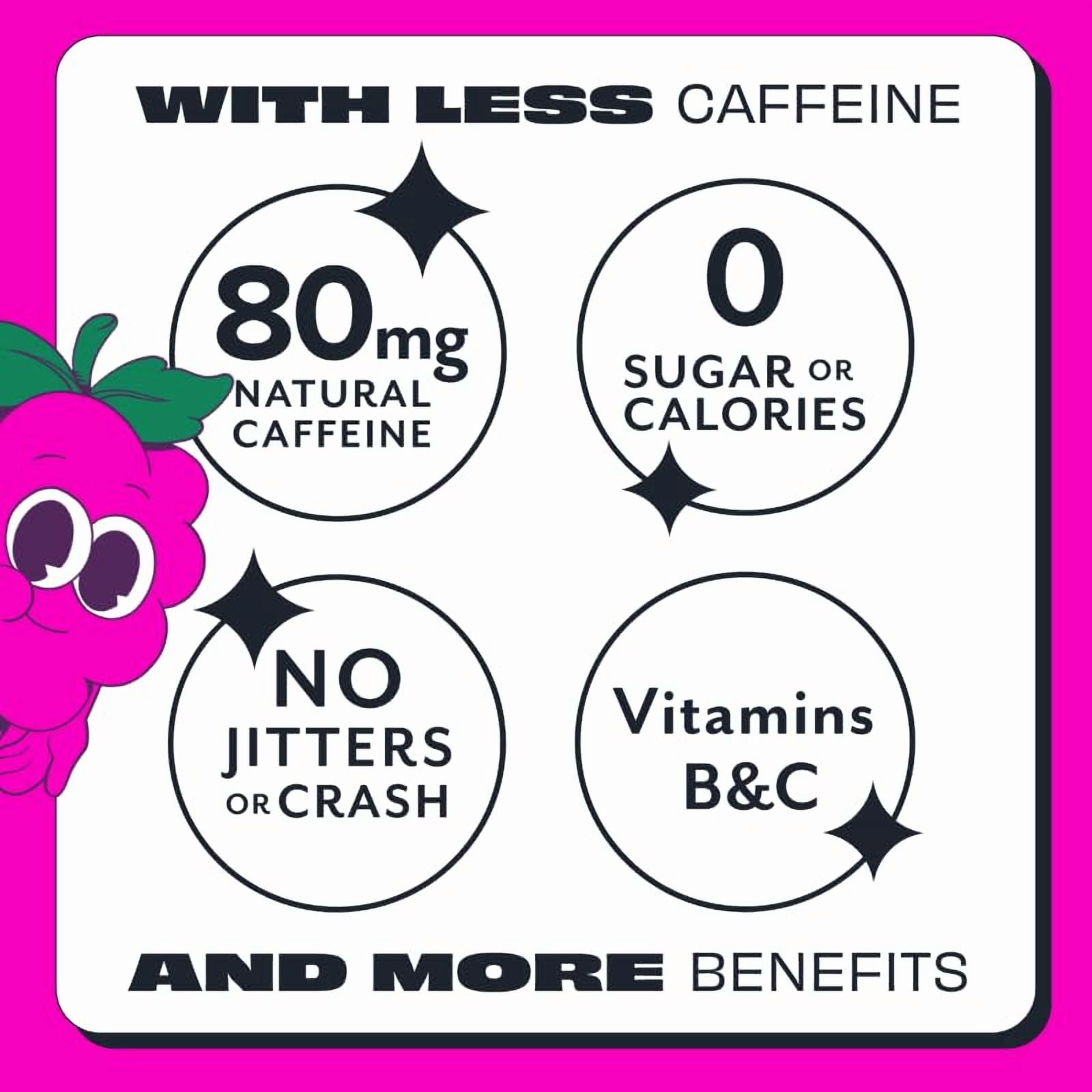 ASPIRE® Raspberry Acai , Healthy Energy Drink 80mg Natural Caffeine, Zero Sugar No Carbs Keto Friendly, 12 Pack Green Tea Sugar Free Drink Low Caffeine Zero Calorie