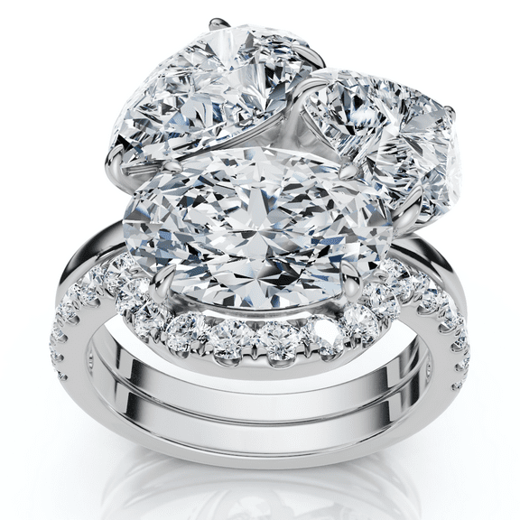 Pompeii 6 1/3Ct Abstract Diamond Ring Set 14k Gold Lab Grown FG/VS (E/F,VS1-VS2)