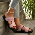 thumbnail image 3 of Dakaela Leather Flat Sandals for Women Memory Foam Summer Beach Slides Comfort Cushion Slip on Shoes, 3 of 7