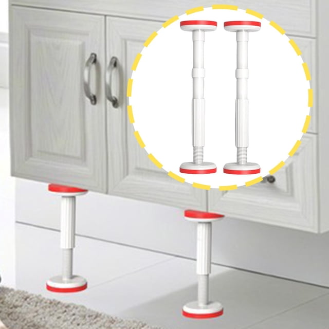 2 varillas de soporte para gabinetes, soportes de soporte para fregadero bajo encimera, patas de nailon ajustables para muebles, tocador, armario,