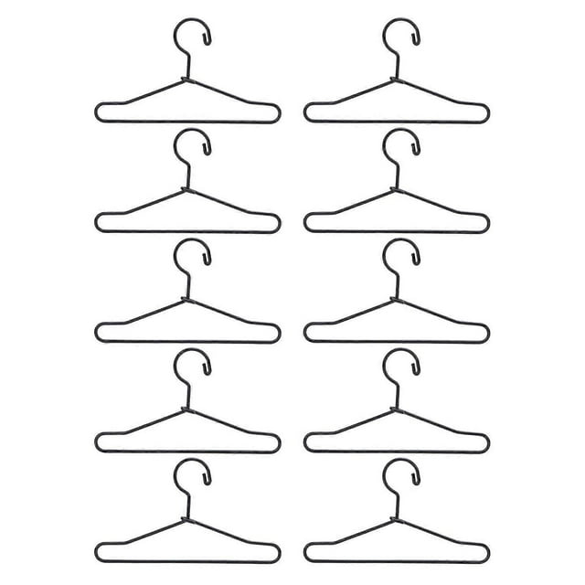 Lot de 10 cintres miniatures en métal pour vêtements de poupée, accessoires de décoration pour placard, dessin animé, noir, 65 mm