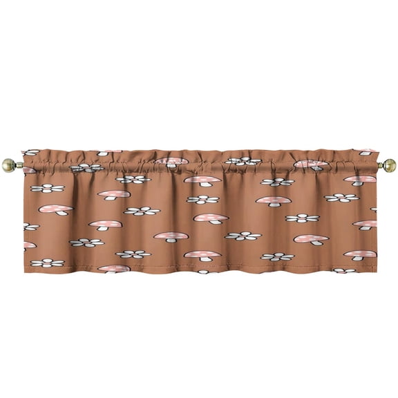 Mushroom (1) Kitchen Curtains 54x18 Inch Window Curtain over Sink Short Tier for Bathroom Cafe Rod Pocket Kitchen Decor Living Room Window Treatment Fabric 1 Panel