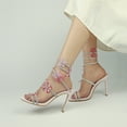 thumbnail image 3 of DETOGNI Women's Butterfly Rhinestones Thin High Heel Shoes Open Toe spiral heels Wedding Prom Dresses Sandals, 3 of 13