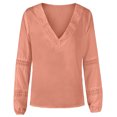 thumbnail image 5 of Idoravan Long Sleeve Shirts for Women Clearance Fashion Women Fashion Solid Long Sleeve V-Neck T-shirt Blouse Hollow Out Tops, 5 of 7
