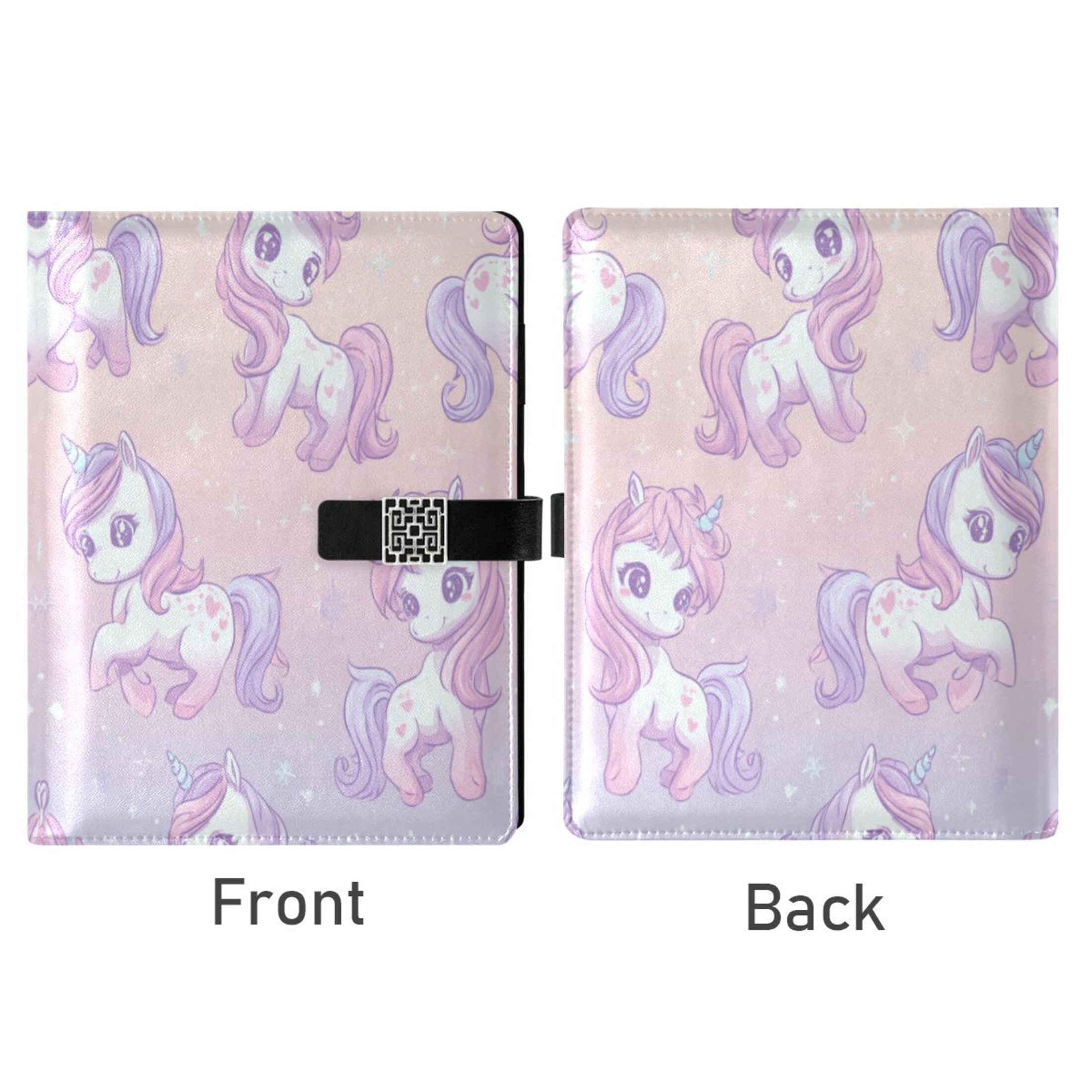 Leather Planner Leather Notebook Notebook Journal Binder Design Pen Pocket Design Convenient for Storage Pastel Unicorn Seamless