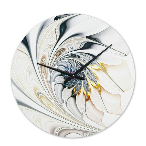 Designart 'White Stained Glass Floral Art ' Modern wall clock