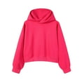 thumbnail image 2 of Crop Sweatshirts Womens Plain Hoodies Long Sleeve Tops Pullover/Full-zip Jacket Plus Size Cropped Hooded Shirt (M, Hot Pink), 2 of 7