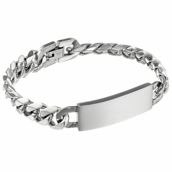 Metro Jewelry Stainless Steel Gourmette Chain ID Bracelet
