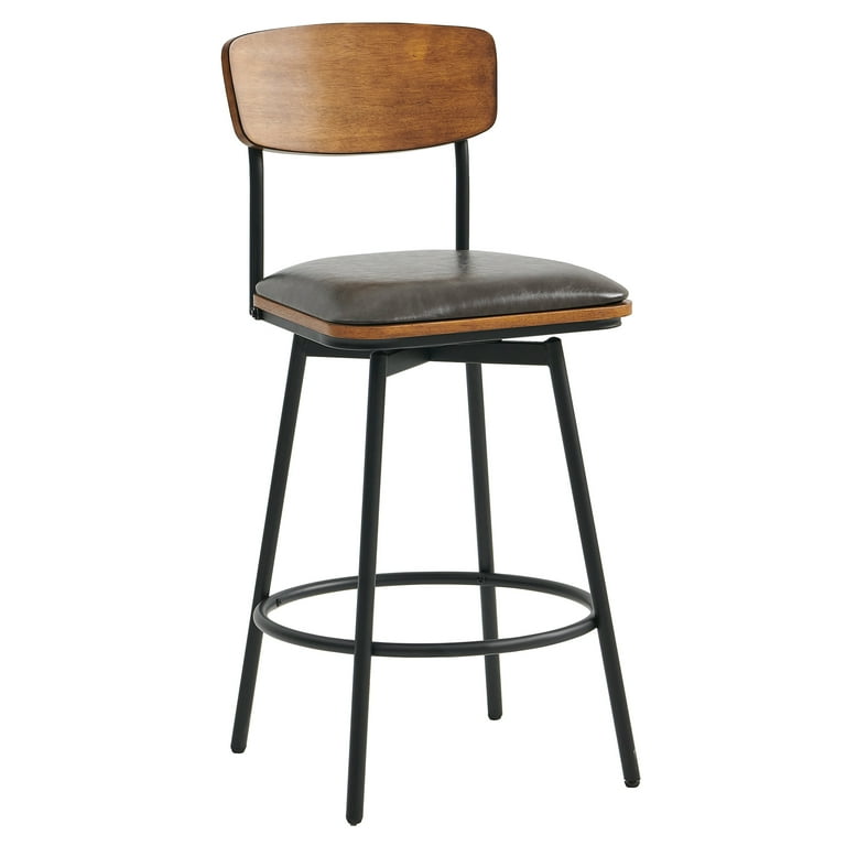 CHITA Leather Bar Stools Chairs, Swivel Counter Height Set