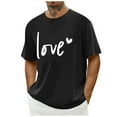 thumbnail image 1 of Tops para hombre, blusas y camisas de cuello redondo y manga corta para hombre. Camiseta/camisa informal de cuello redondo y manga corta con estampado de corazones para hombre. Tops de poliéster para, 1 of 4