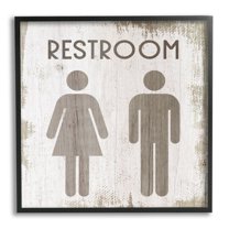 Stupell Industries Vintage Restroom Wood Texture Design, 24 x 24,Design by Daphne Polselli