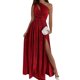 thumbnail image 4 of Newway Wedding Sexy One Shoulder Summer Dress For Women Long Elegant Evening Sleeveless High Slits Party Swing Maxi Dresses, 4 of 5