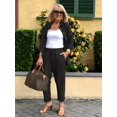 thumbnail image 4 of Conjunto De Pantalones Minimalistas Sólidos De Dos Piezas, Camisa De Manga Larga Con Botones Y Bolsillos Inclinados, Pantalones De Cintura Elástica, Ropa De Mujer, 4 of 4