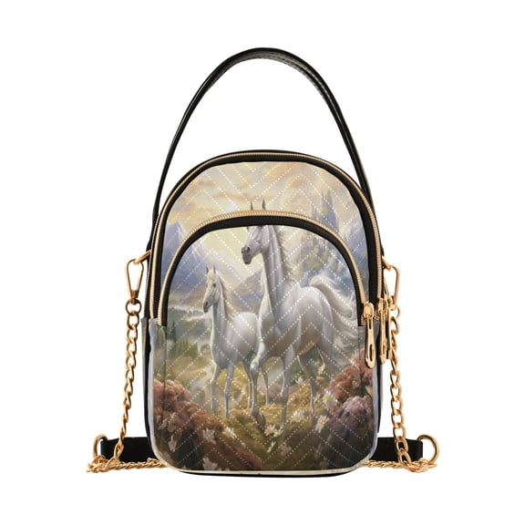 ALAZA Chain Crossbody Bags for Women Two Horses Running Shoulder Handbag Phone Purse